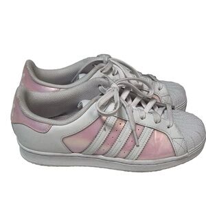 Adidas Pink Iridescent 3 stripe Superstar Size 7.5